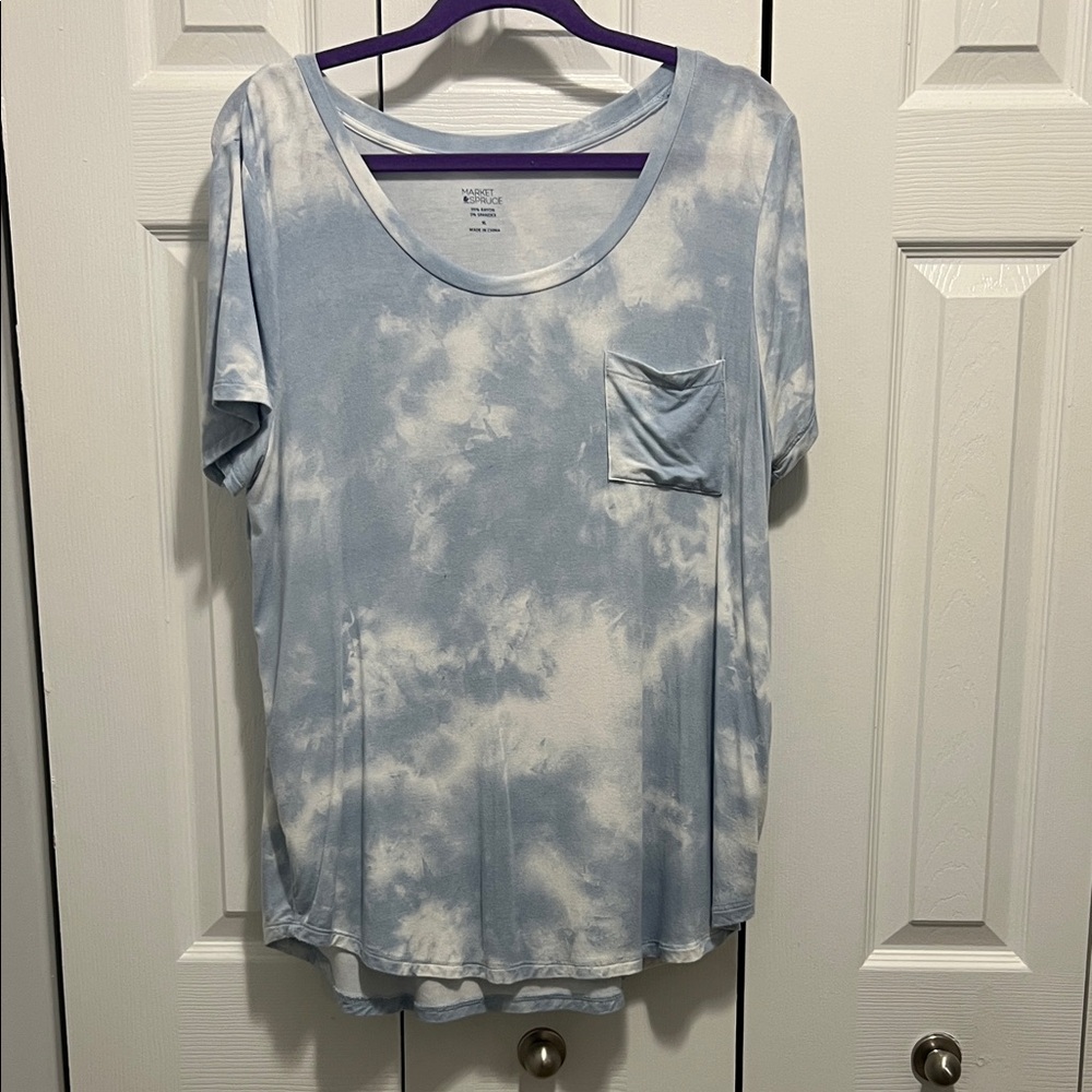 Market & Spruce Light Blue Tie-Dye Tee